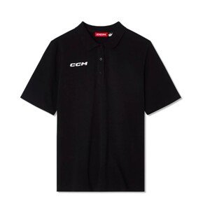 CCM Tričko CCM Team Short Sleeve Polo SR, čierna, Senior, XL
